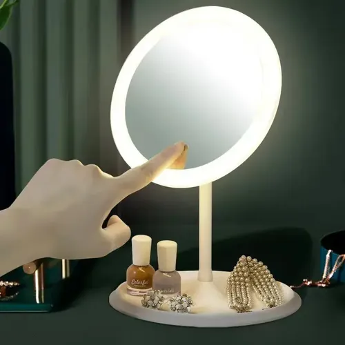 Espejo Maquillaje Portatil Touch Aro Luz Led Moderno Usb