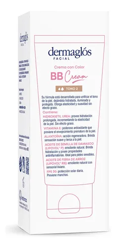 Dermaglos Bb Cream Facial Con Color Tono Medio Fps30 X 50 G