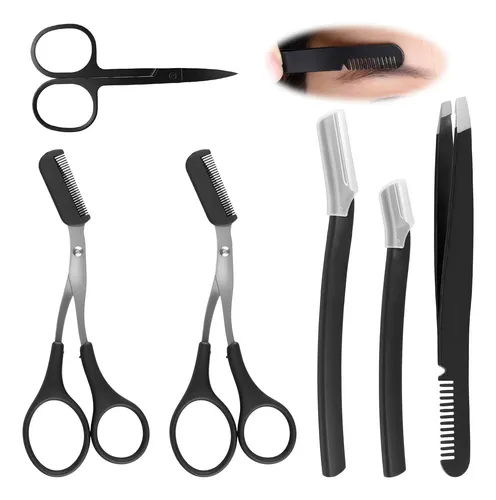 Tijeras Para Cejas, Pinzas Para Cejas, Kit 6 Piezas