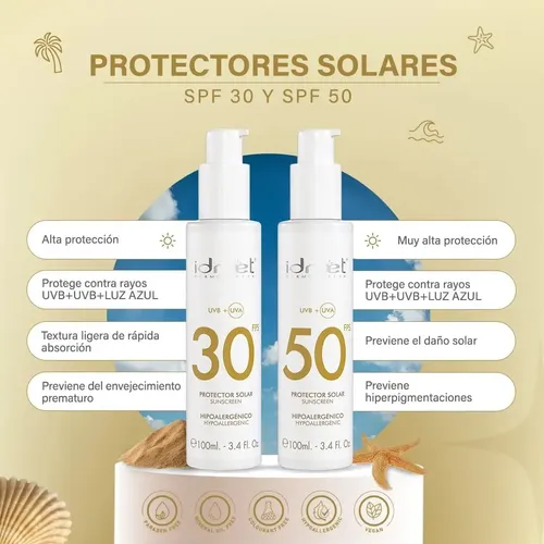 Protector Solar 50 Spf Cuerpo Rostro Emulsion Idraet 100 Ml