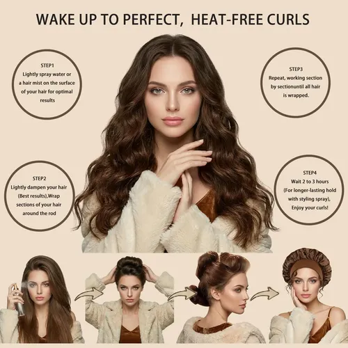 Rulos De Cabello Twigtun  Set Jumbo De 4 Piezas Con Gorro