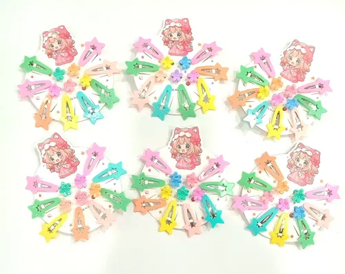 Pack X 6 Set Hebillas De Pelo Nenas En Colores Surtidos