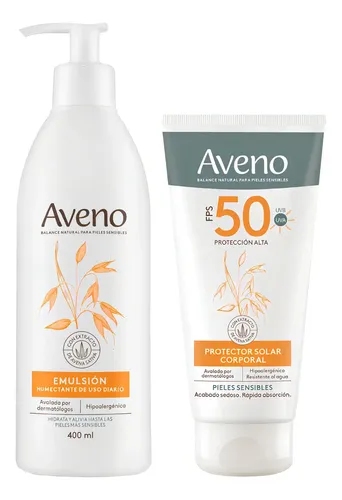 Set Aveno: Emulsión Humectante y Protector Solar Corporal FPS 50 para Piel Sensible