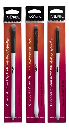 Combo 3 Brochas De Maquillaje Para Ojos Esfumados Andrea Combinado Blanco Y Negro