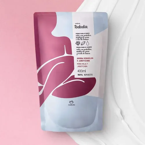 Crema Hidratante Corporal Natura Tododia Amora Roja y Guayaba Sobres Monodosis de 400ml/400g