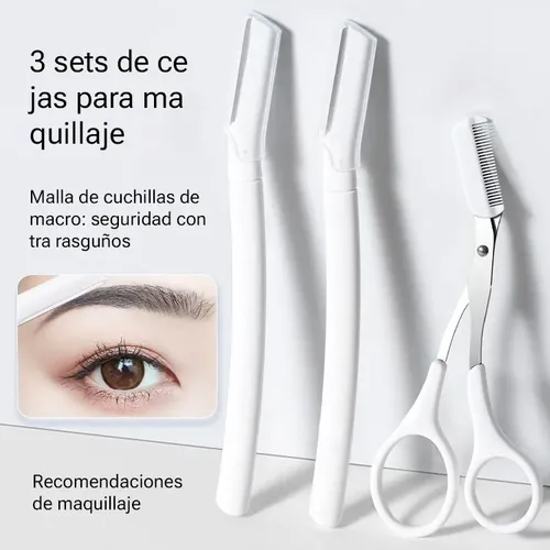 Kit De Herramientas Para Depilar Cejas 4 Piezas Tijeras + Blanco