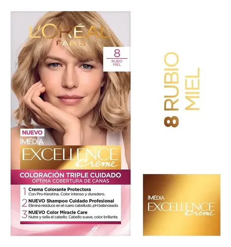 Kit Tintura Permanente L’ Oréal Paris Excellence Creme 8 Rubio Claro