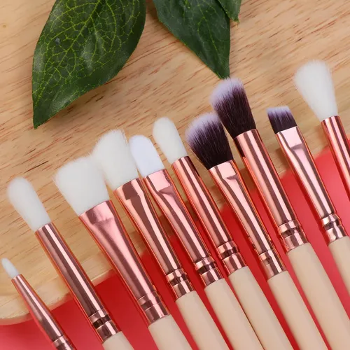 Set 12 Pinceles Profesionales De Maquillaje Ojos Y Polvo