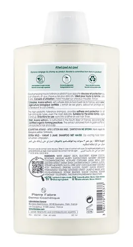 Shampoo Klorane Leche de Avena Vegano Libre de Sulfatos 400ml