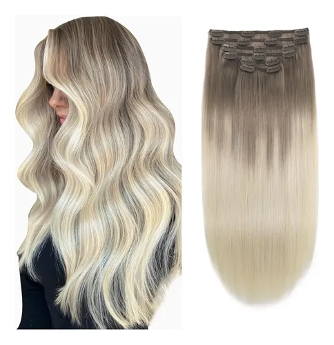 Extensiones De Cabello Natural Marron A Rubio Platino 50cm