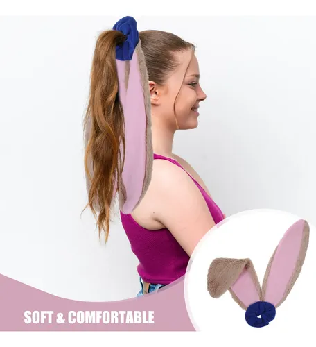 Diademas De Conejo Para Pascua, Diadema Con Orejas De Conejo Pink (inner) With Beige Trim And Blue Base