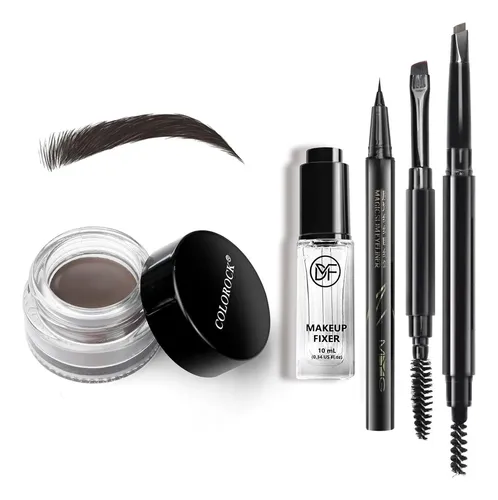 Kit De Cejas Colorido Impermeable Con Pomada Marrón Oscuro