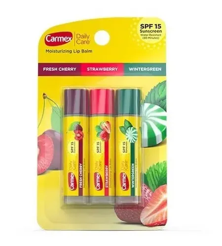Carmex – Set X 3 – Bálsamo Labial En Barra – 15 Spf- Sabores