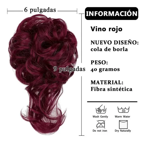 Coleta Postiza Cabello Ondulado Desordenado Vino Rojo A