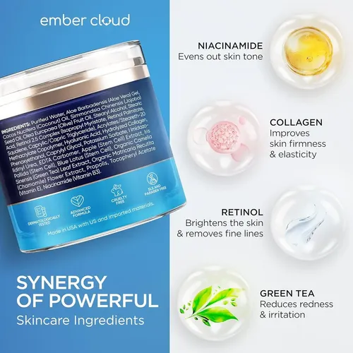 Crema Hidratante Ember Cloud con Retinol y Ácido Hialurónico, para Día y Noche, de 50 mL