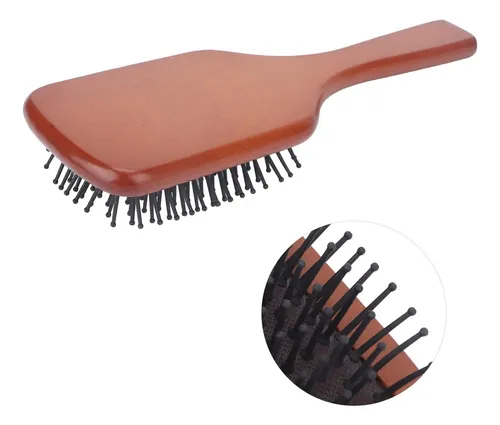 Cepillo De Pelo Tipo Paleta, Mango De Madera, Fácil De Desen Brown With Black Bristles