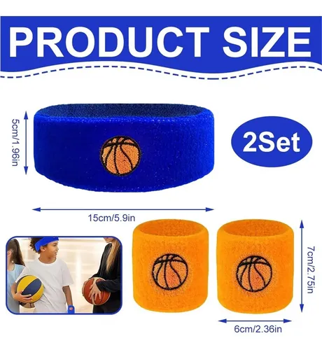 Kit 4 Muñequeras + 2 Cintas Pelo Infantiles, Algodón,