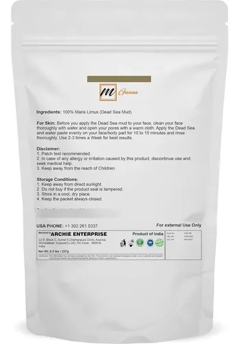 Polvo De Barro Del Mar Muerto Natural 0.5 Kg Para