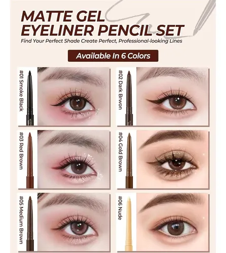 Lápiz De Eyeliner Negro Retráctil Sumeitang Con Plantilla