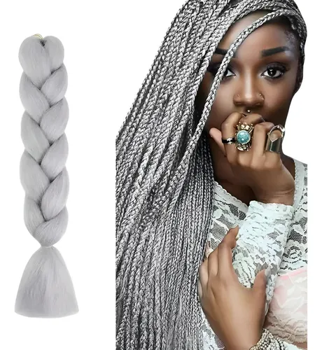Kanekalon Extension Pelo Termico Trenza Africana 60cm Lfme Gris Claro A39