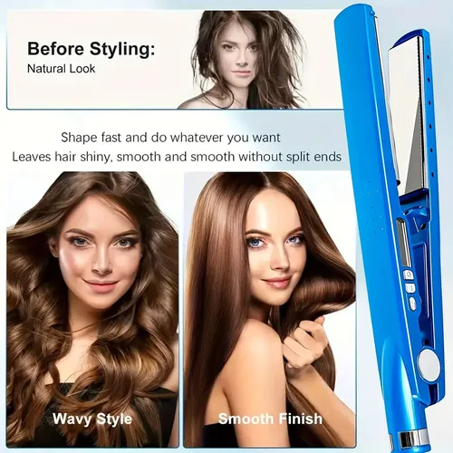Prancha De Cabelo 2 Em 1, Azul, Aquecimento Rápido