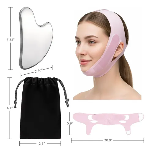 Set Guasha Y Mascarilla V Line Lila Para Rostro