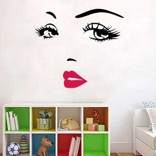 Adhesivo De Pared Mujer Rostro Vinyl Decoración Pvc Negro