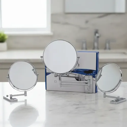 Espejo Doble 19.5cm C/ Brazo Aumento X3 Metal Cromado 360º