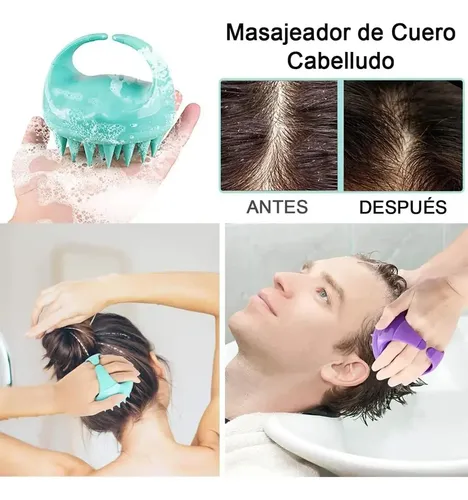 Cepillo Masajeador De Silicona Para Cuero Cabellud Multi-colored