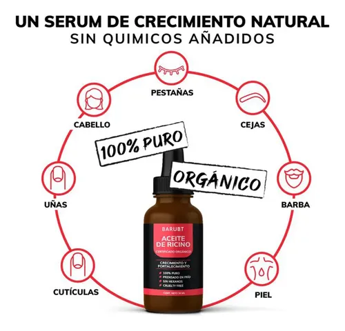 Aceite De Ricino Orgánico Barubt Fortalecedor 50 Ml Neutra