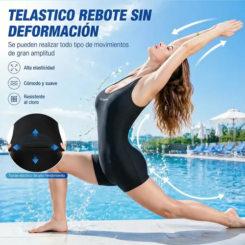 Traje De Baño Deportivo Mujer Natación Lycra Gorra Y Goggles