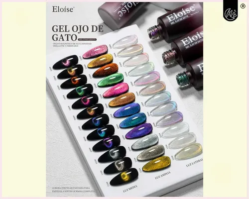 Kit Uñas Esculpidas Polygel Esmaltado Cat Eye Uv Completo