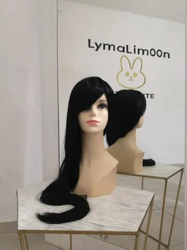 2026 Peluca Negra Lisa (negro Total) Fibra Kanekalon Cosplay