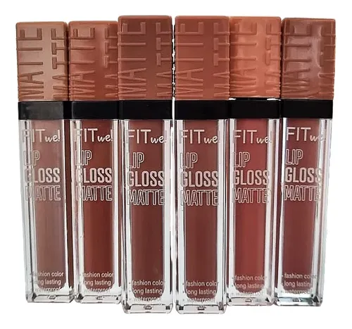 Set De 6 Labiales Lip Gloss Matte Tonos Nude Rosados Fit Me!