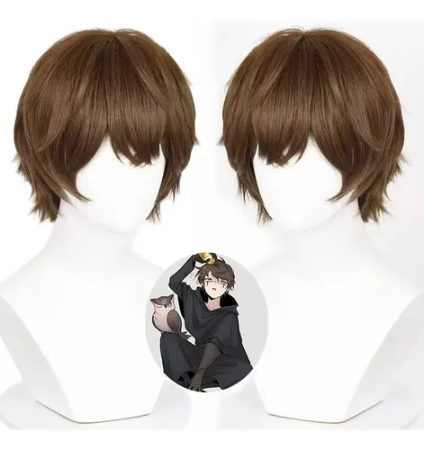 Peluca Para Cosplay De Anime, Pelo Corto, Marrón, Unisex