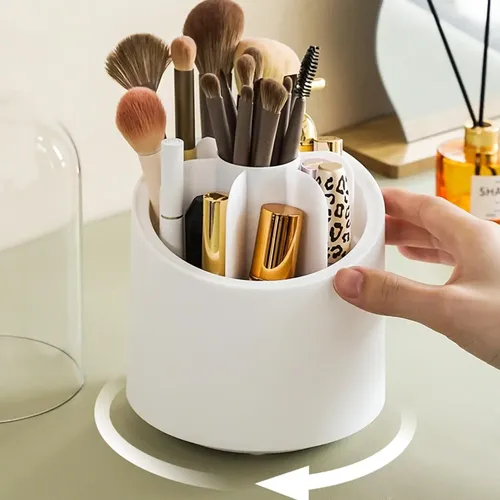 Organizador De Maquillaje Giratorio Para Brochas Con Tapa