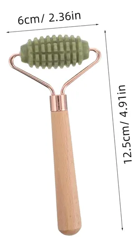 Rodillo Facial De Jade Verde Madera Ergónomico Para Ojos