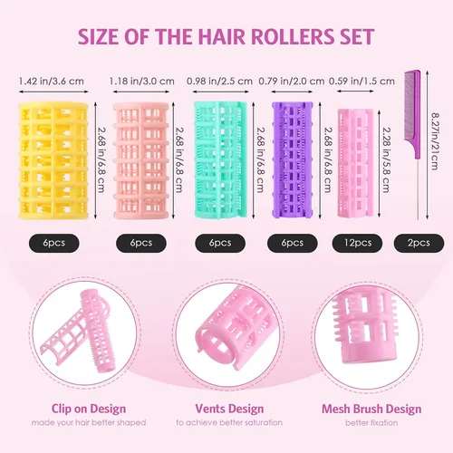 Rulos De Plástico Para Cabello Willbond 36 Piezas Con 2 Pein