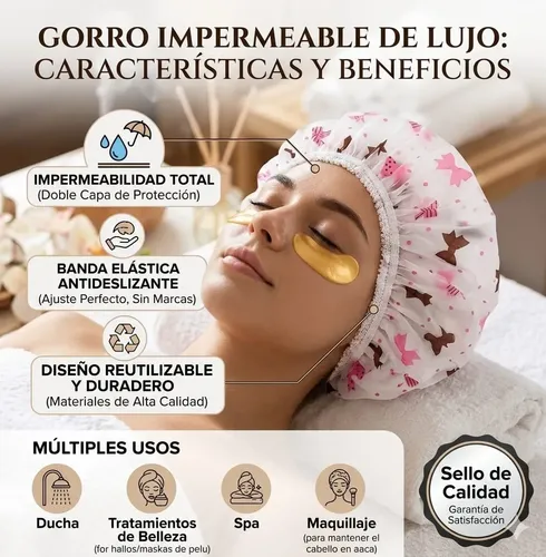 Gorro De Ducha Impermeable Diseños Surtidos Pack X4 Baño