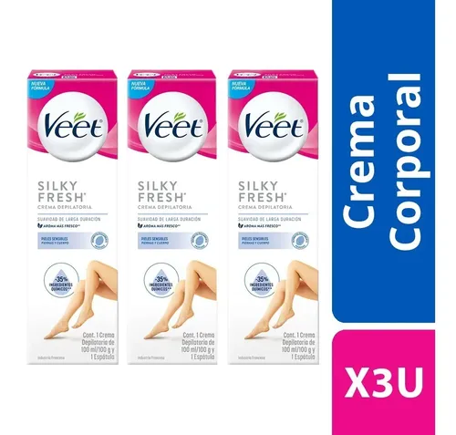 Veet Crema Depilatoria Corporal Silk&fresh Piel Sensible 3un