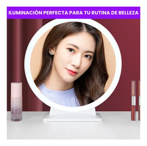 Espejo Maquillaje 30 Cm Táctil Luz Led 3 Colores Bateria Usb