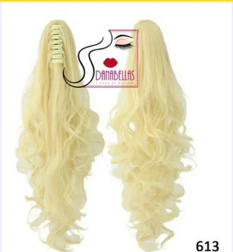 Extensión Peluca Cola De Caballo Platinada Kanekalon Broche