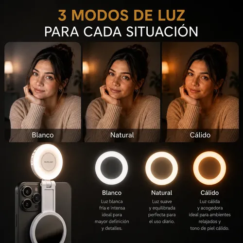 Aro De Luz Selfie Magnético M28 Espejo Soporte Celular Usb-c