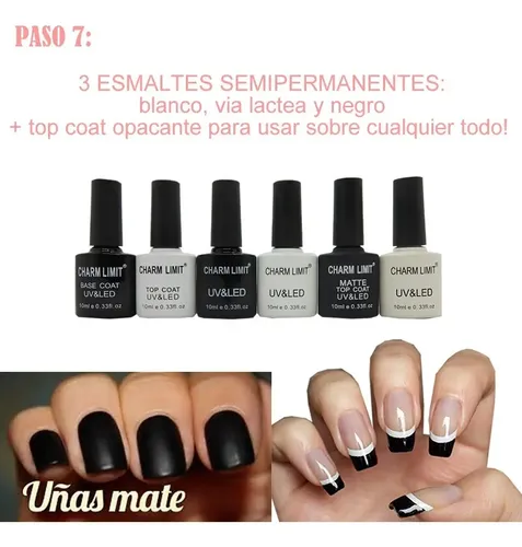 Kit Cabina 72 Watts Y Esmaltes Semipermanentes Top Coat Base