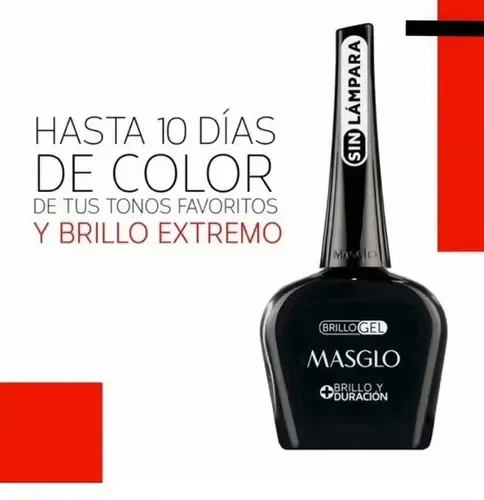 Esmalte de Uñas Masglo Brillo Gel, Acabado Brillante y Sin Lámpara