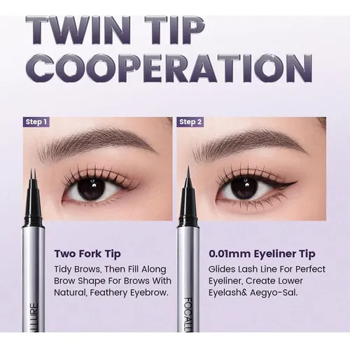 Focallure Lápiz Cejas Micro Horquilla 2 En 1 Negro