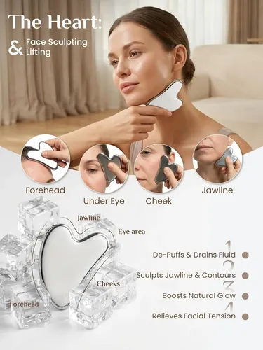 Set Gua Sha Acero Inox Masaje Muscular 4 Piezas
