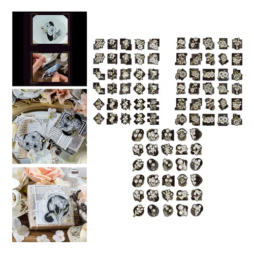 90 Uds. De Pegatinas De Lirio Y Crisantemo Y Tulipanes