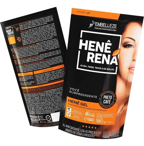 Embelleze Gel Hena Rena Alisa Tiñe Da Brillo Negro Cafe 180g
