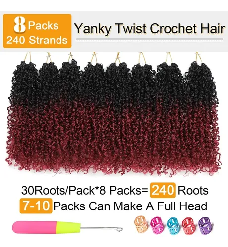 Cabello De Ganchillo Aksice Yanky Twist, 10 Pulgadas, 8 Paqu